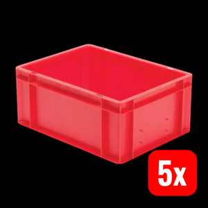 B-Ware La Ka Pe Transportstapelbehälter Rot Lebensmittelecht 40x30 Geschlossen 5 Stück