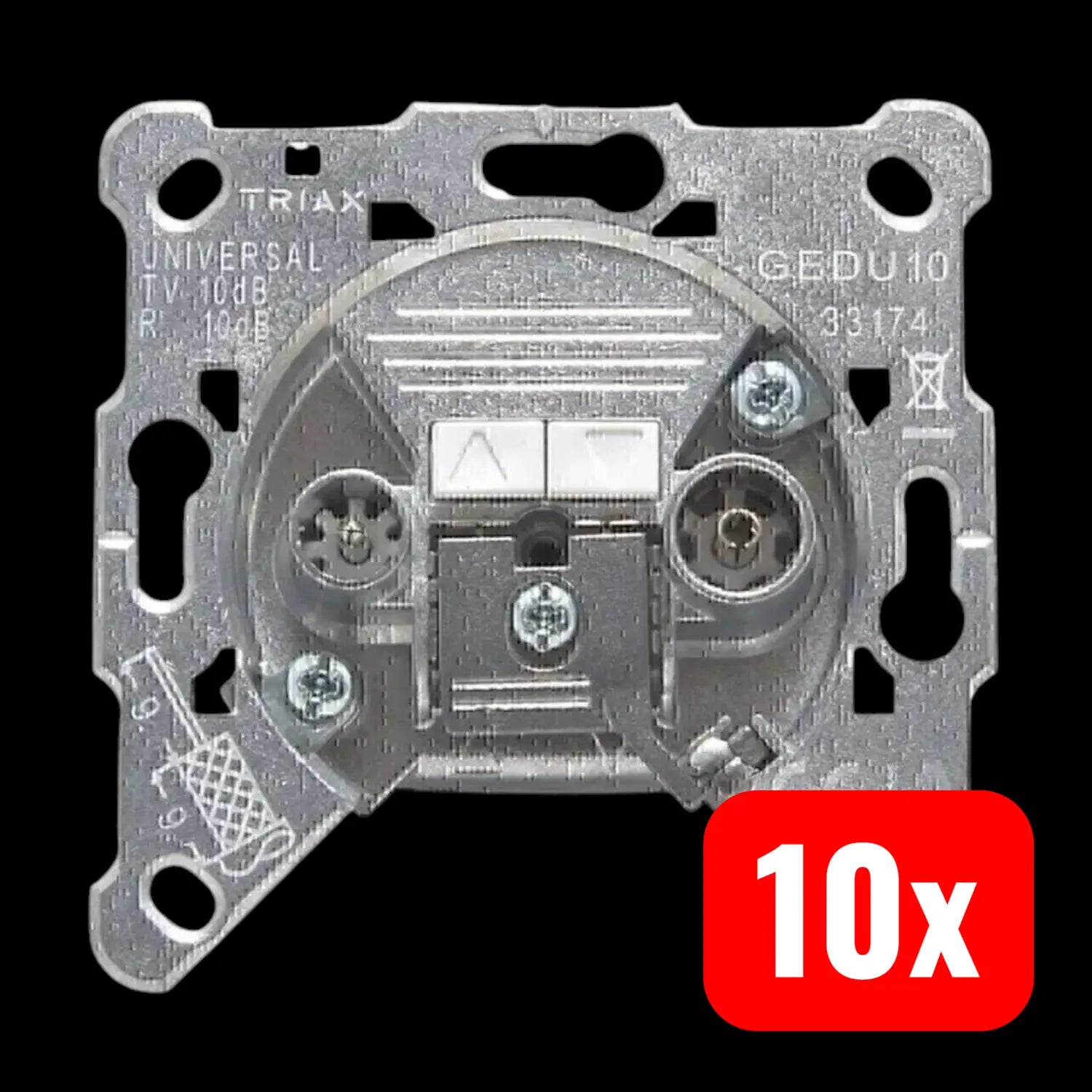 B-Ware Triax Antennensteckdose Gedu 10 Steckdose Durchgangsdose Sat Unterputz 10 Stück - 5061038080193