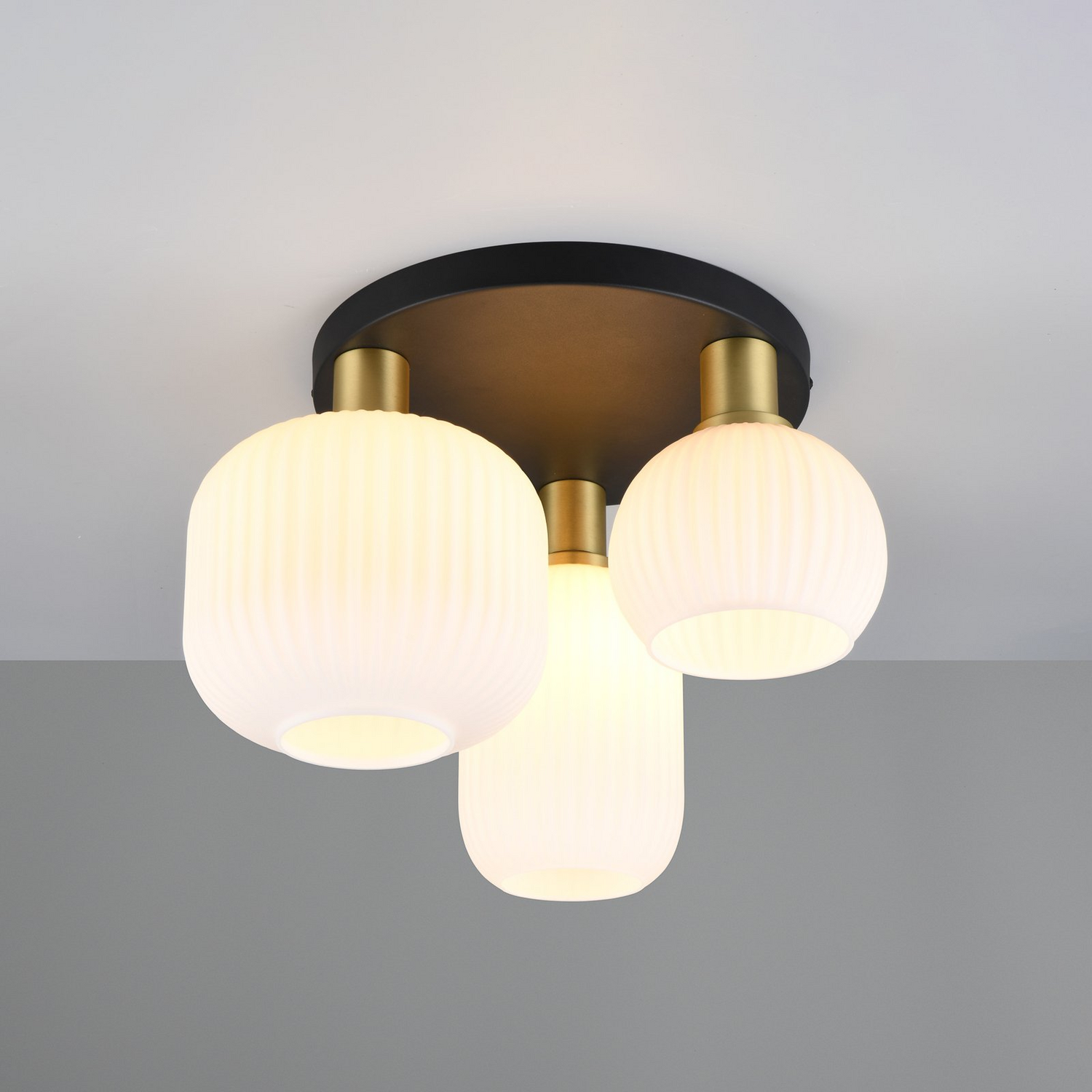 Trio Lighting Deckenleuchte Lampe Diva Weiß Messingfarben Glas Metall Leuchte B-Ware - 4017807614541