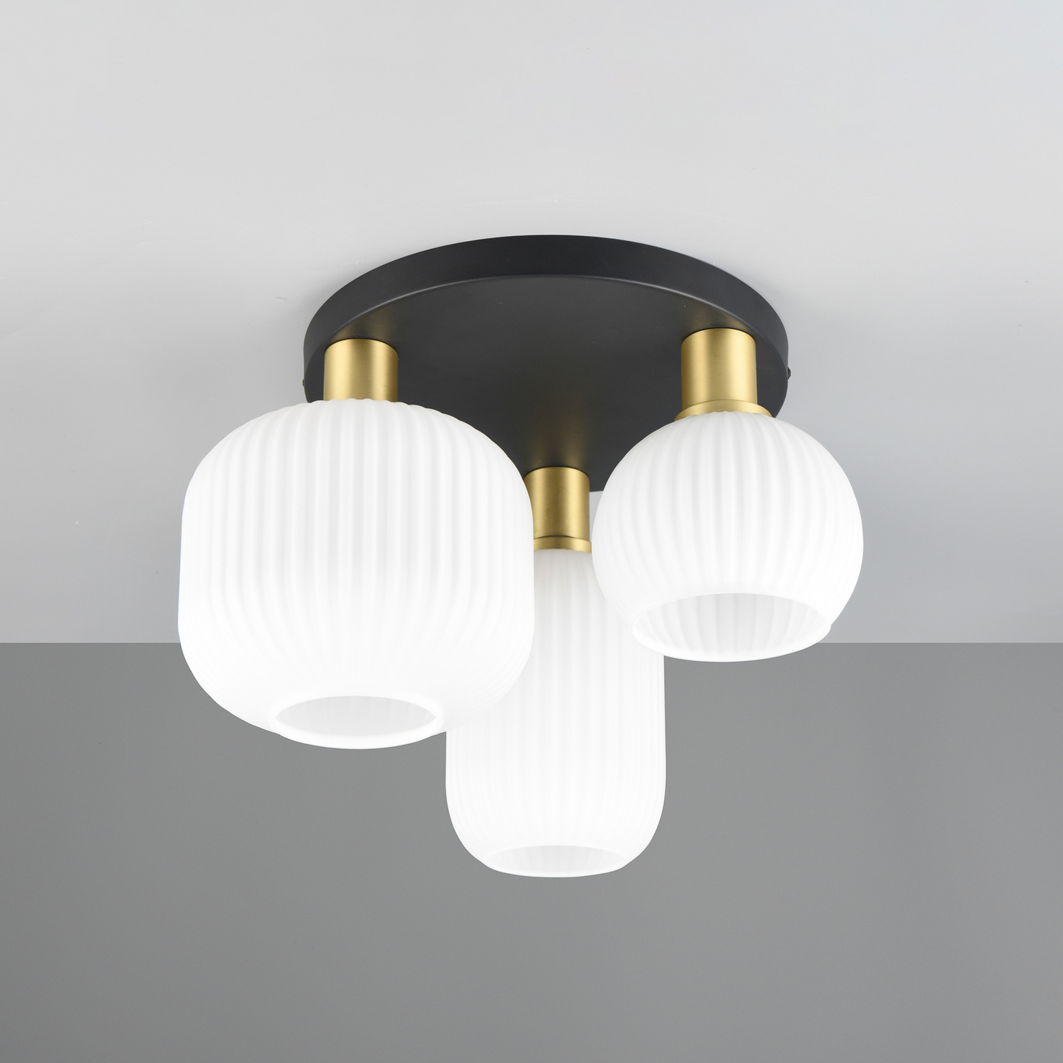 Trio Lighting Deckenleuchte Lampe Diva Weiß Messingfarben Glas Metall Leuchte B-Ware - 4017807614541