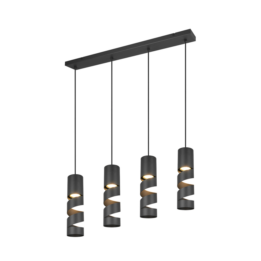 Trio Lighting Hängelampe Pendelleuchte Stream Schwarz Metall 80cm 4flammig Gu10 B-Ware - 4017807613995