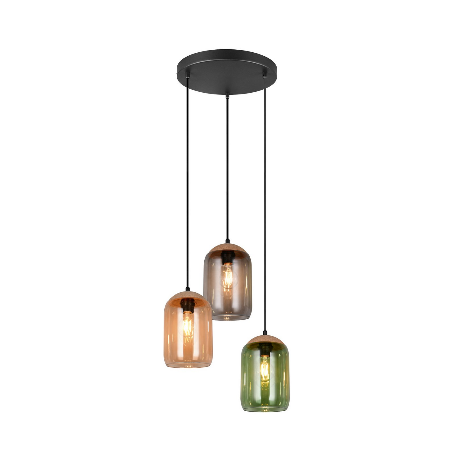 B-Ware Trio Lighting Hängeleuchte Pendelleuchte Lampe Multicolor Glas Kork 30 Cm 3 Flg. - 4017807622980