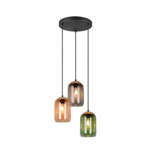 B-Ware Trio Lighting Hängeleuchte Pendelleuchte Lampe Multicolor Glas Kork 30 Cm 3 Flg.