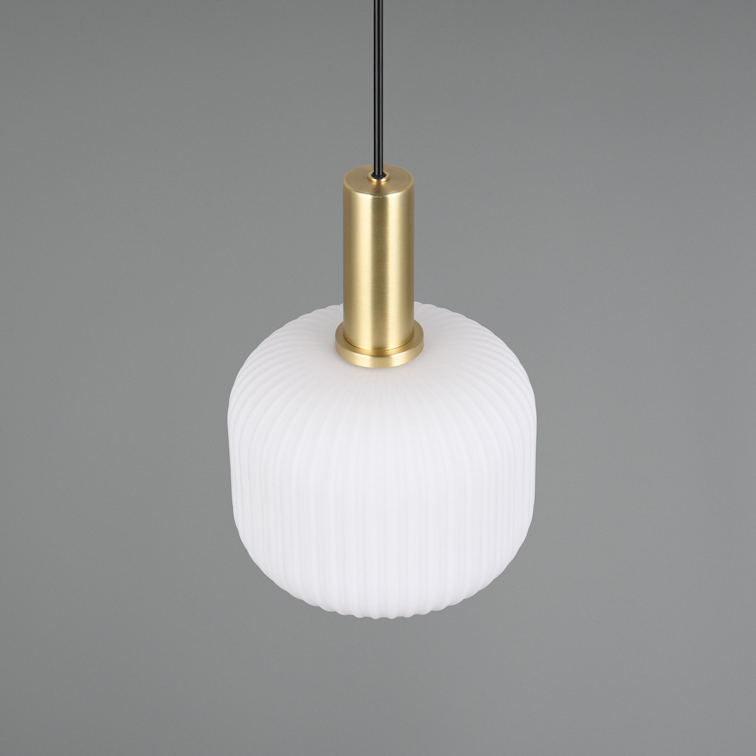 Trio Lighting Hängeleuchte Pendelleuchte Diva Messingfarben Opal Metall Glas E27 B-Ware - 4017807614497