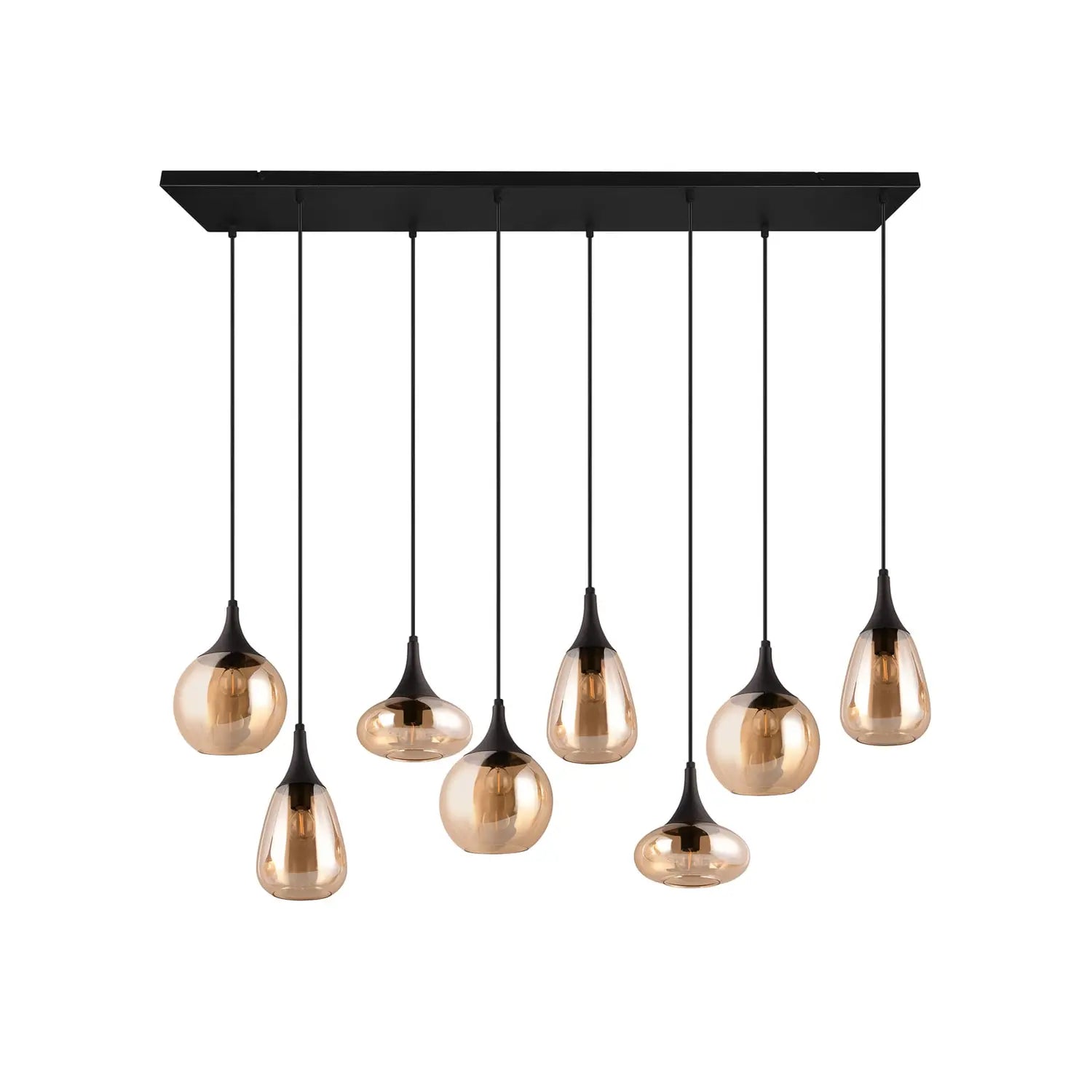B-Ware Trio Lighting Hängeleuchte Pendelleuchte Lampe Lumina Glas Schwarz Amber Metall - 4017807577679