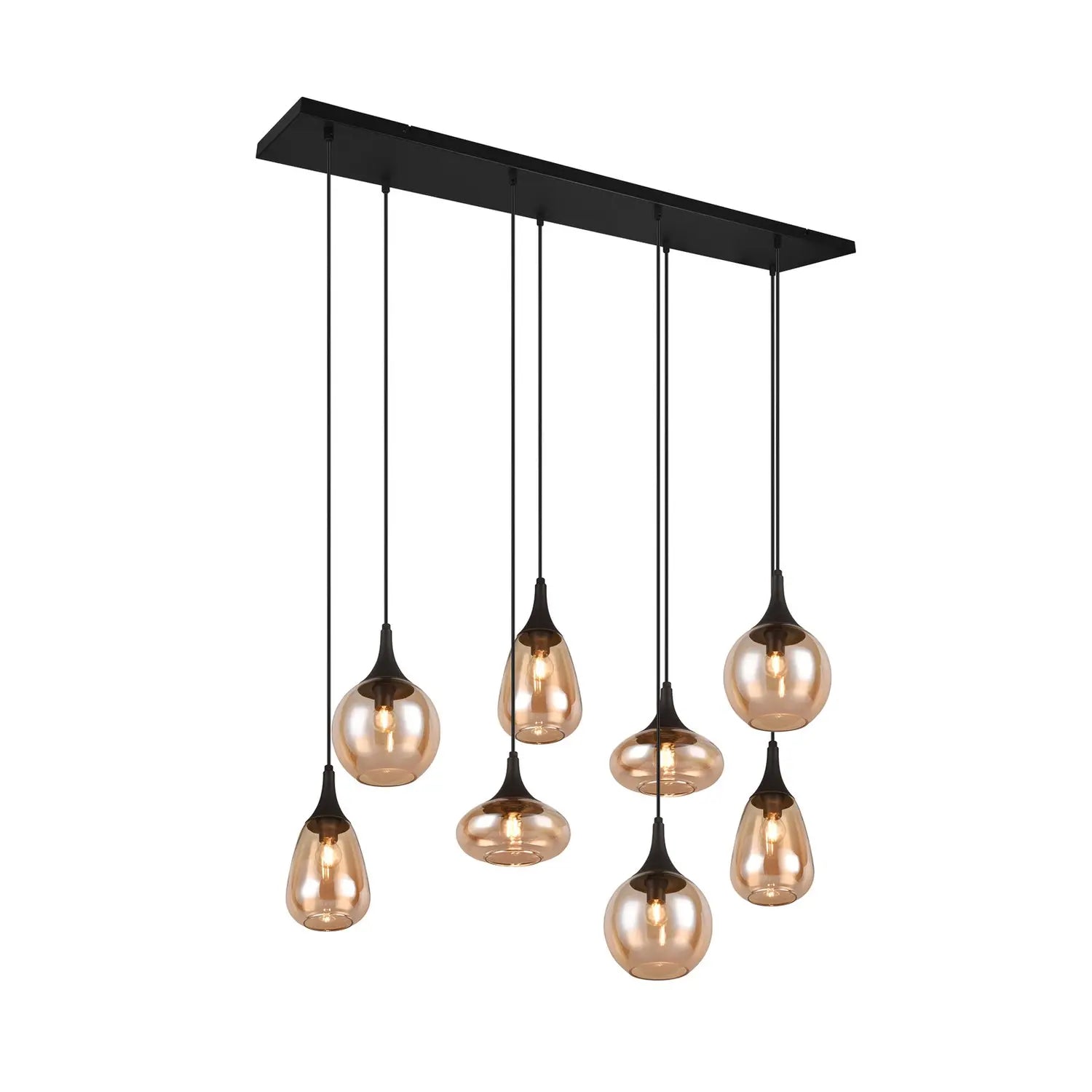 B-Ware Trio Lighting Hängeleuchte Pendelleuchte Lampe Lumina Glas Schwarz Amber Metall - 4017807577679