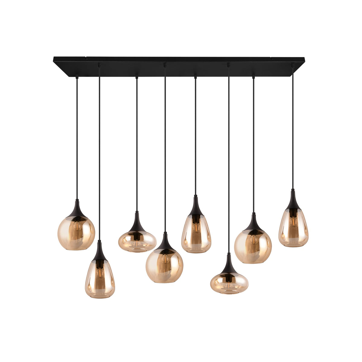 TRIO LIGHTING Hängeleuchte Pendelleuchte Lampe Lumina Glas schwarz amber Metall - 4017807577679
