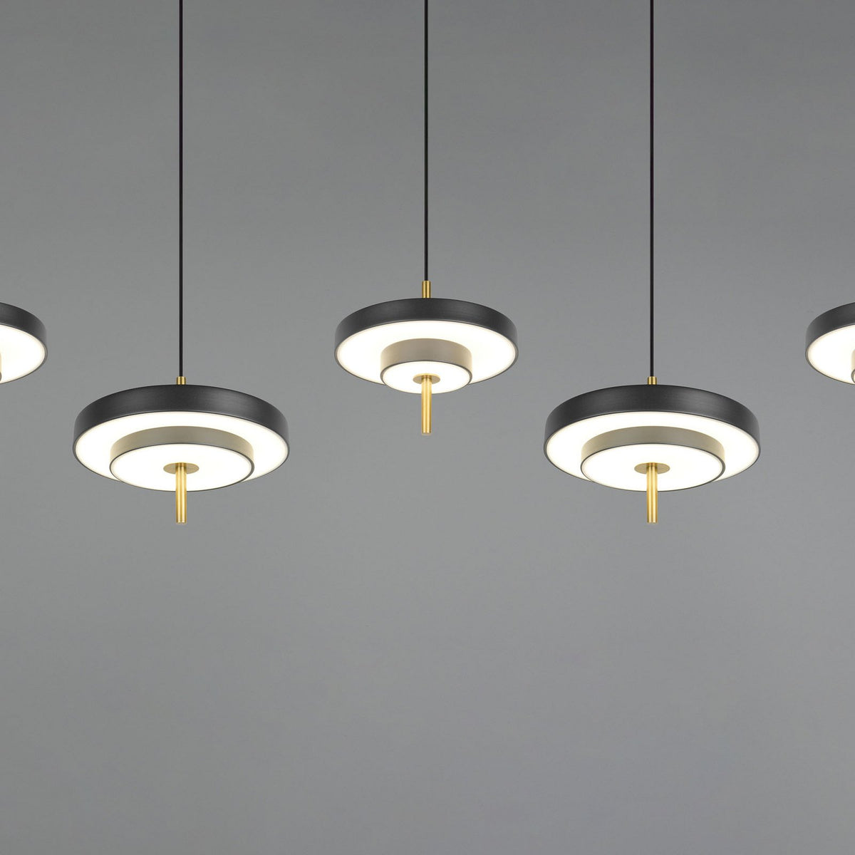 Trio Lighting Pendelleuchte Hängelampe LED Keaton schwarz goldfarben dimmbar CCT - 4017807655483