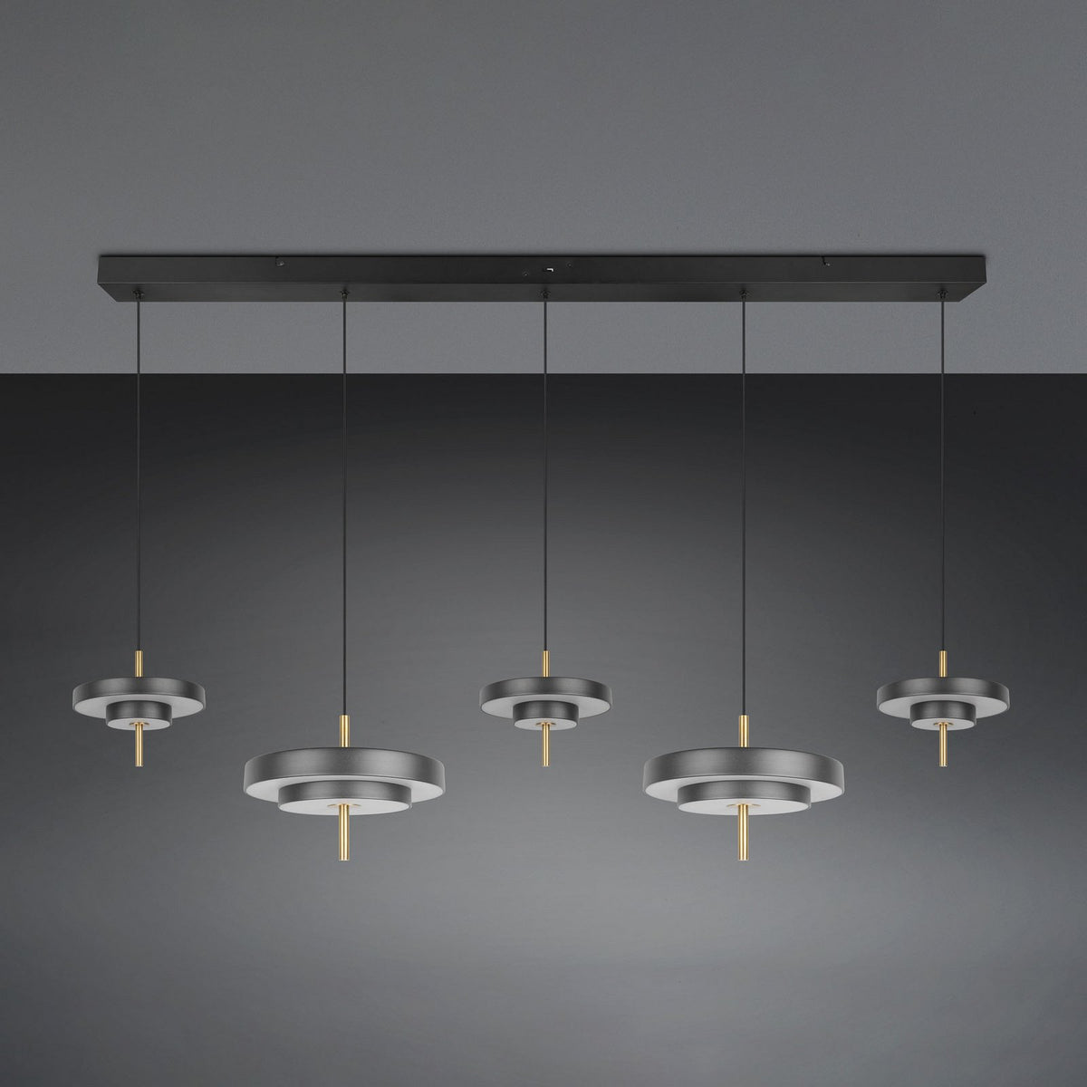 Trio Lighting Pendelleuchte Hängelampe LED Keaton schwarz goldfarben dimmbar CCT - 4017807655483