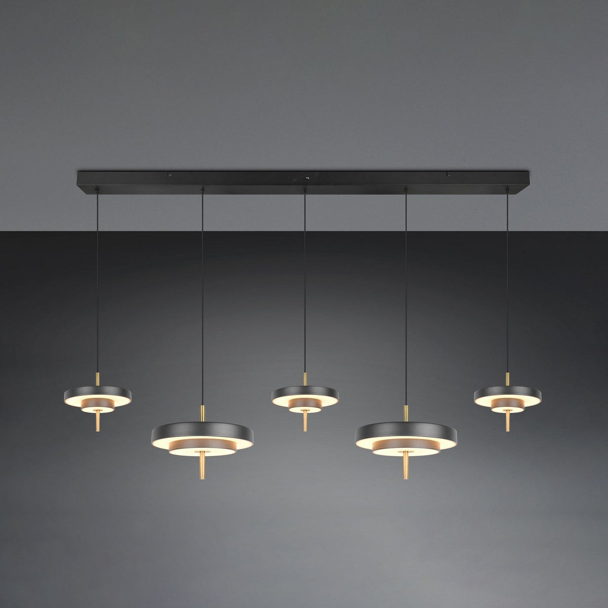 Trio Lighting Pendelleuchte Hängelampe LED Keaton schwarz goldfarben dimmbar CCT - 4017807655483