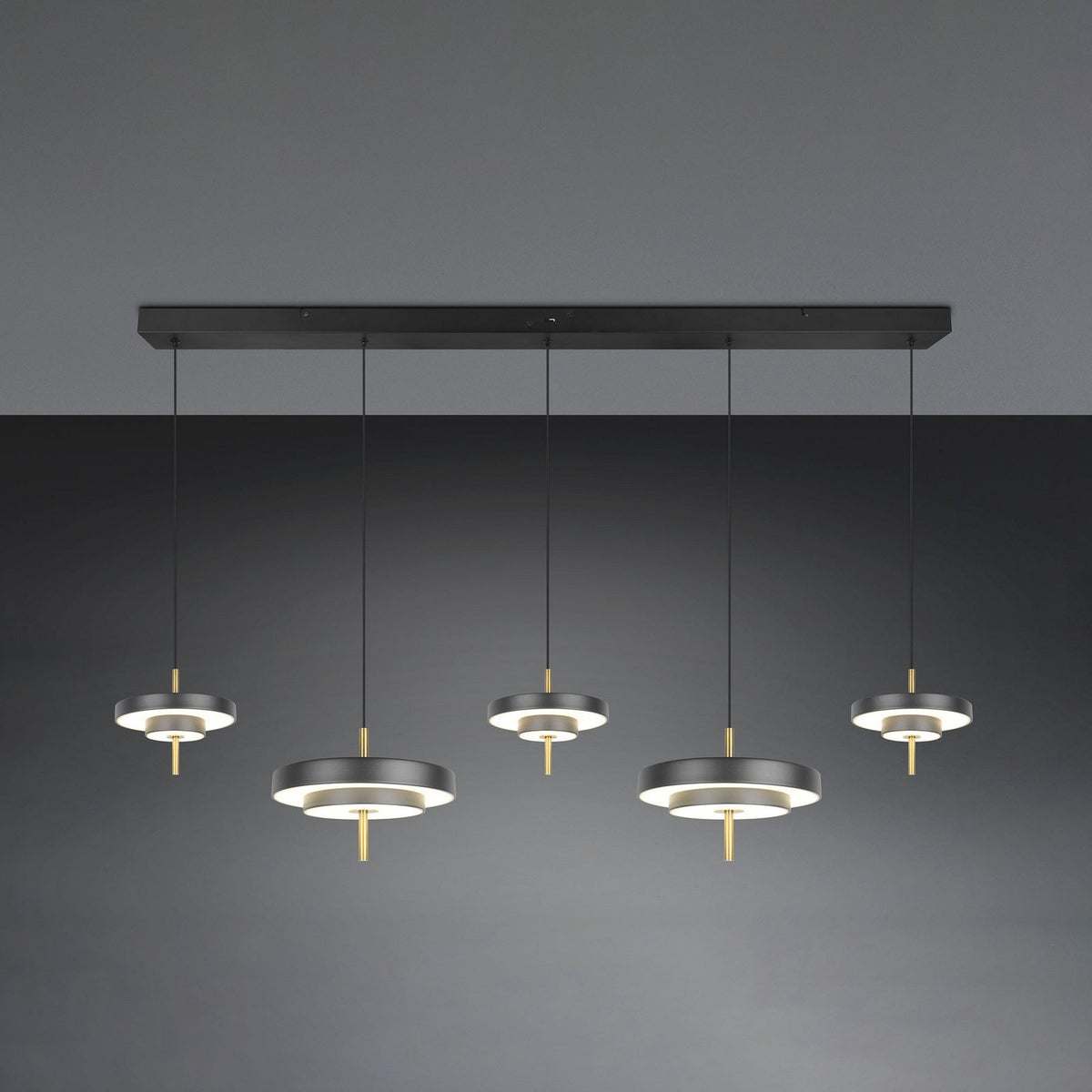 Trio Lighting Pendelleuchte Hängelampe LED Keaton schwarz goldfarben dimmbar CCT - 4017807655483