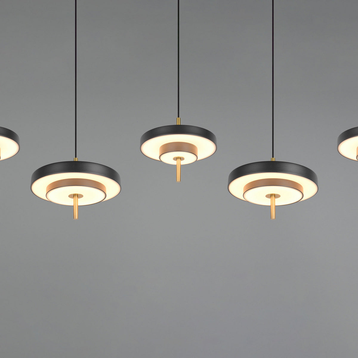 Trio Lighting Pendelleuchte Hängelampe LED Keaton schwarz goldfarben dimmbar CCT - 4017807655483