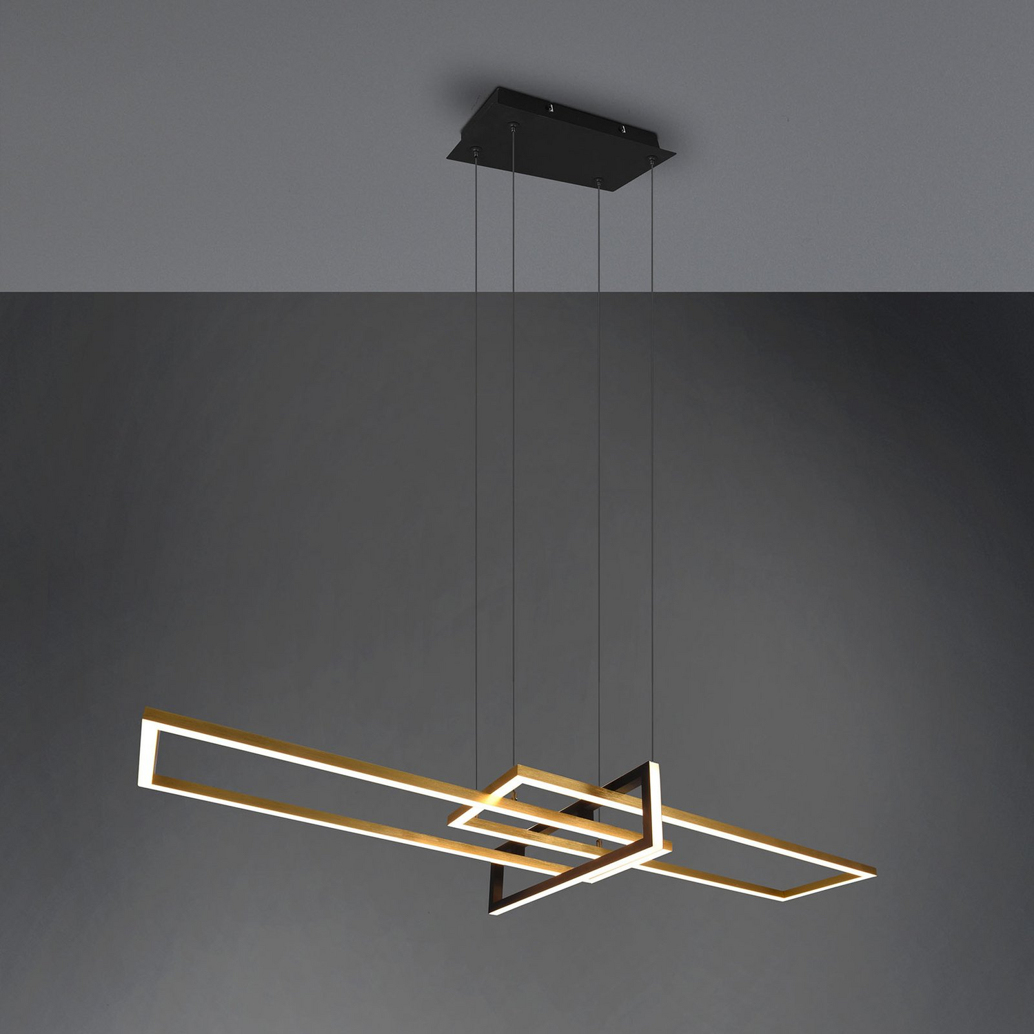 B-Ware Hängeleuchte Pendelleuchte Trio Lighting Led Messing Matt Metall Salinas 110 Cm