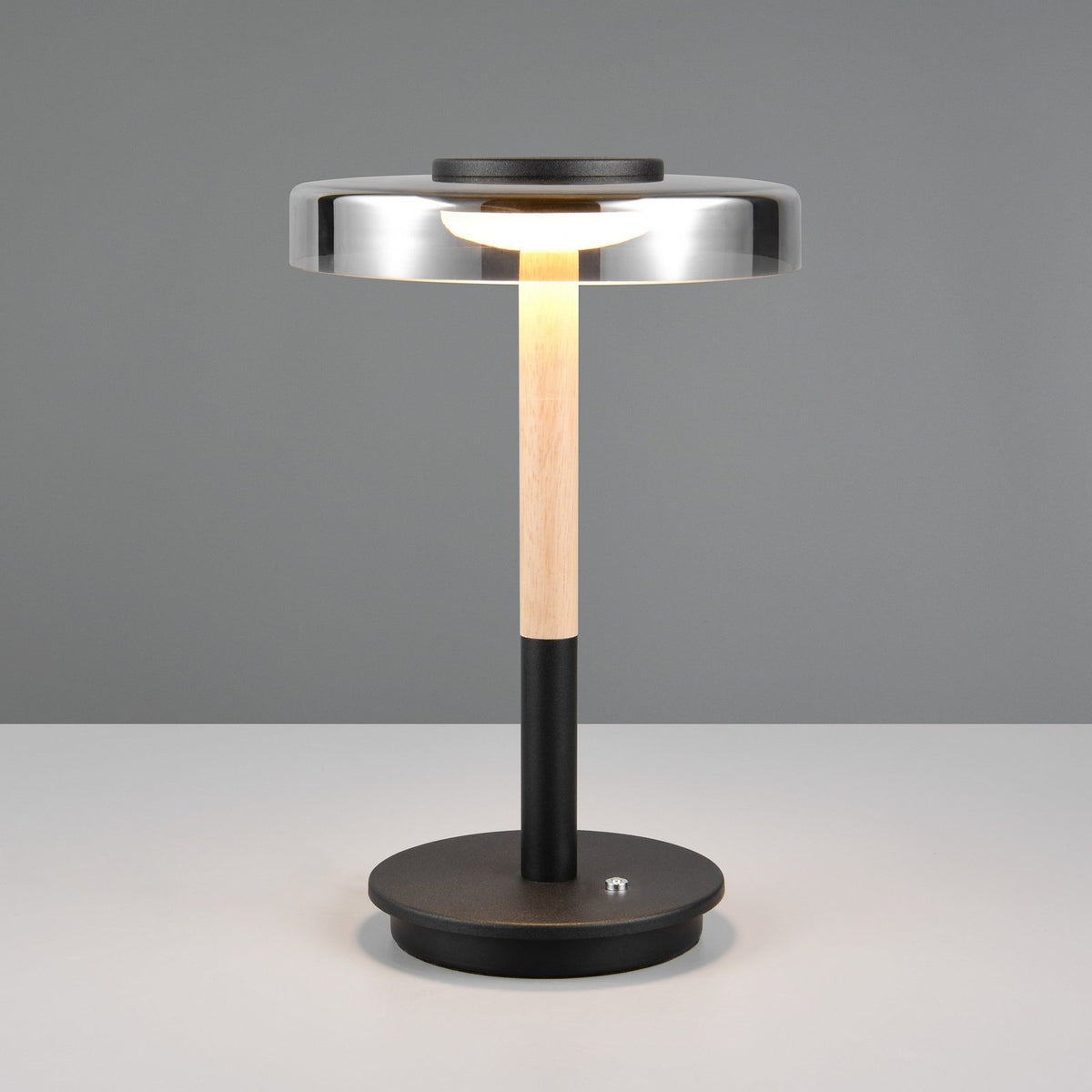 TRIO LIGHTING Tischlampe Schreibtischleuchte LED Celeste Glas Holz chrom Touchdi - 4017807616873