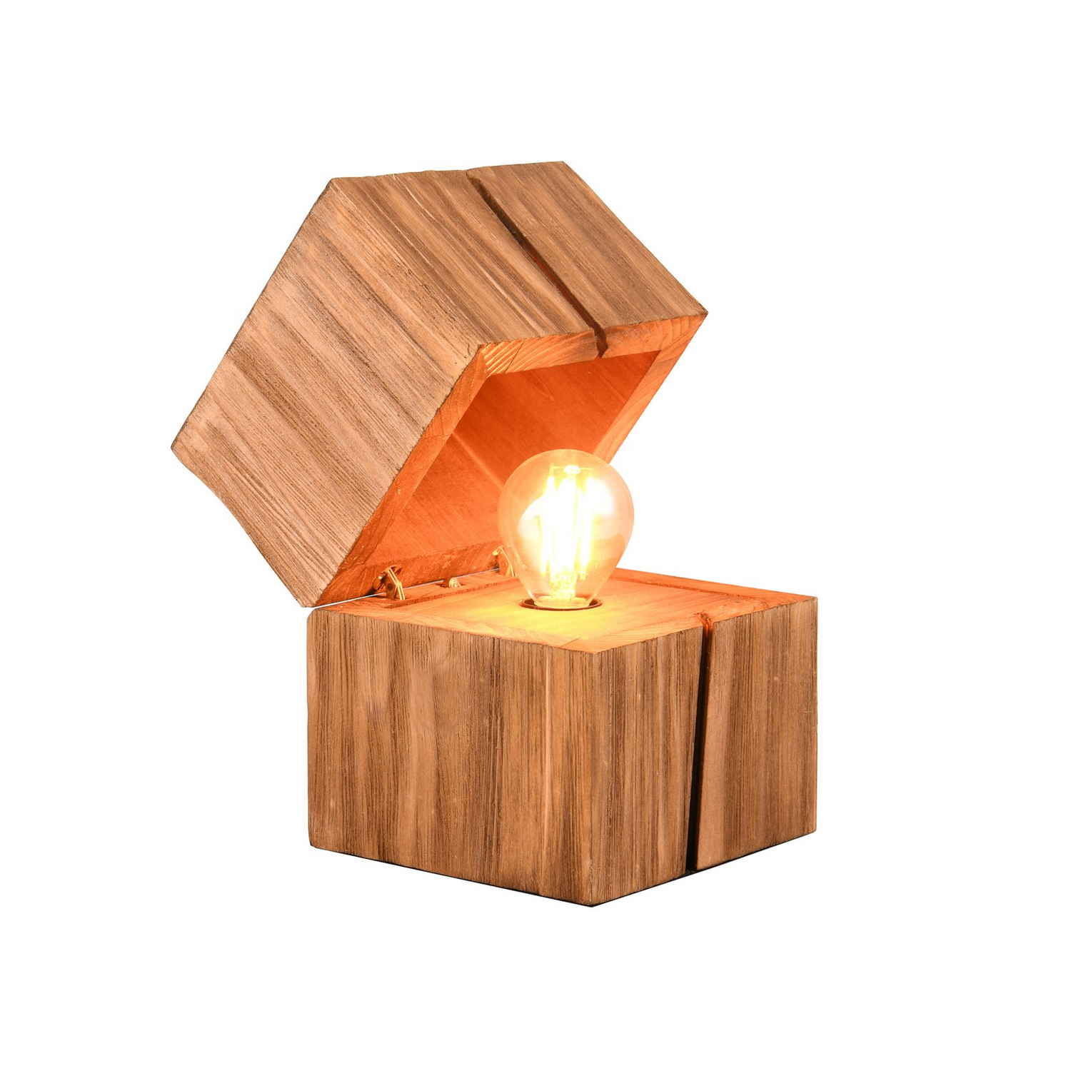 B-Ware Trio Lighting Tischleuchte Treasure Naturbelassen Holz Aufklappbar Lampe Leuchte