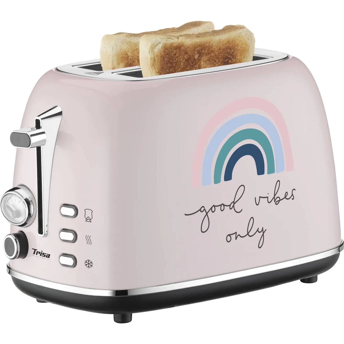 B-Ware Trisa Good Vibes Toaster Brotröster Toaster Print Zwei Scheiben Toaster Schwarz - 7640306325631