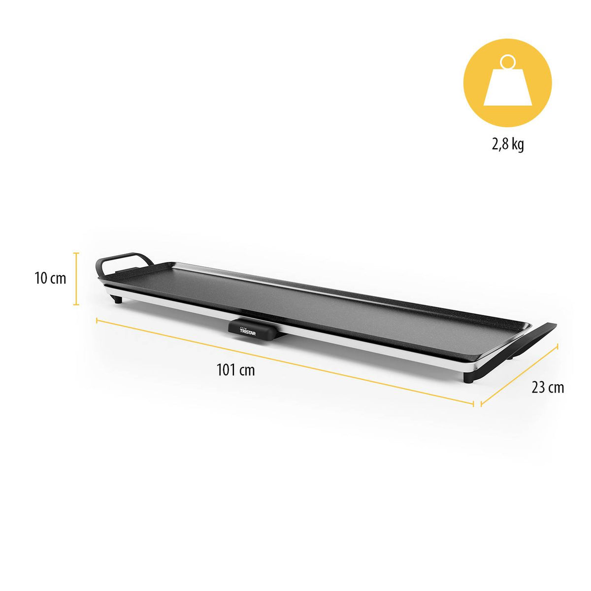 Tristar Grillplatte Elektro Grill Grillplatte Schwarz Slim XL BP2669 - 8712836987920