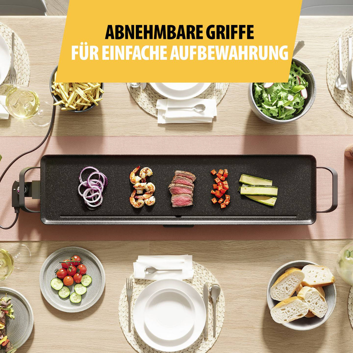 Tristar Grillplatte Elektro Grill Grillplatte Schwarz Slim XL BP2669 - 8712836987920