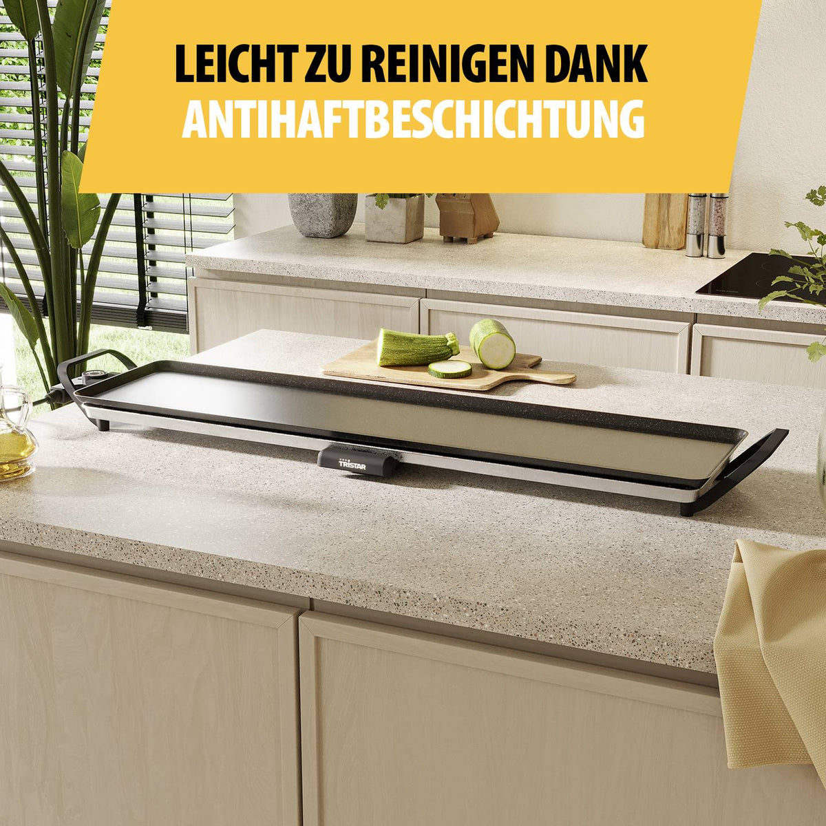 Tristar Grillplatte Elektro Grill Grillplatte Schwarz Slim XL BP2669 - 8712836987920