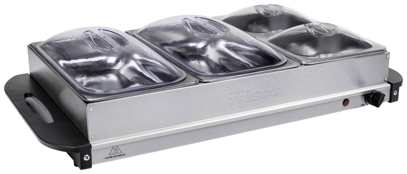 Tristar Buffet Servierer Heizplatte Edelstahl 300 W Buffetwärmer Warmhalteschale B-Ware - 8713016085979
