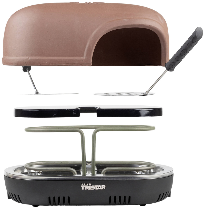 Tristar Pizza Festa Connec Terracotta Schwarz Raclette 4 Pfännchen B-Ware