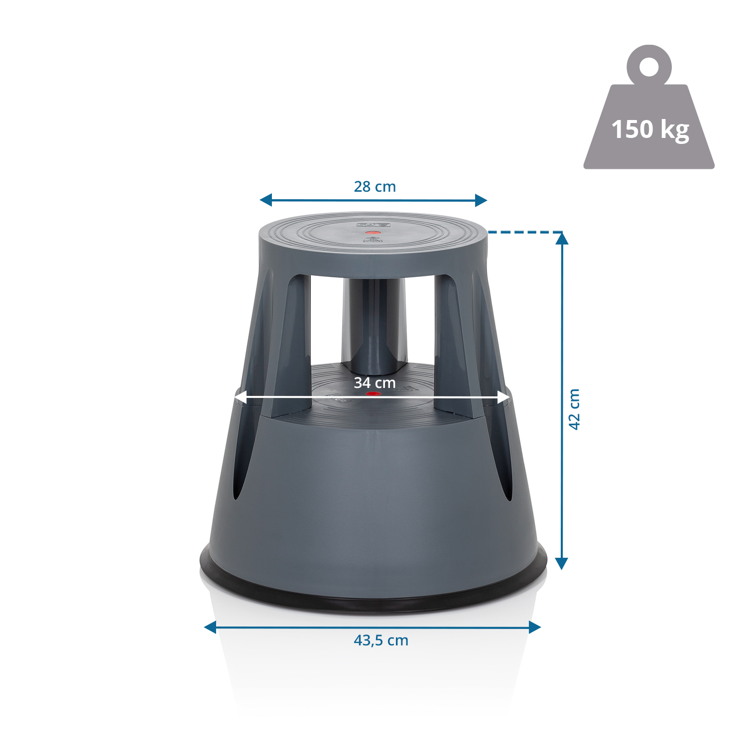 Hjh Office Tritthocker Rollhocker Rolltritt Kunststoff Dunkelgrau Tio M I 150kg B-Ware - 4251084677220