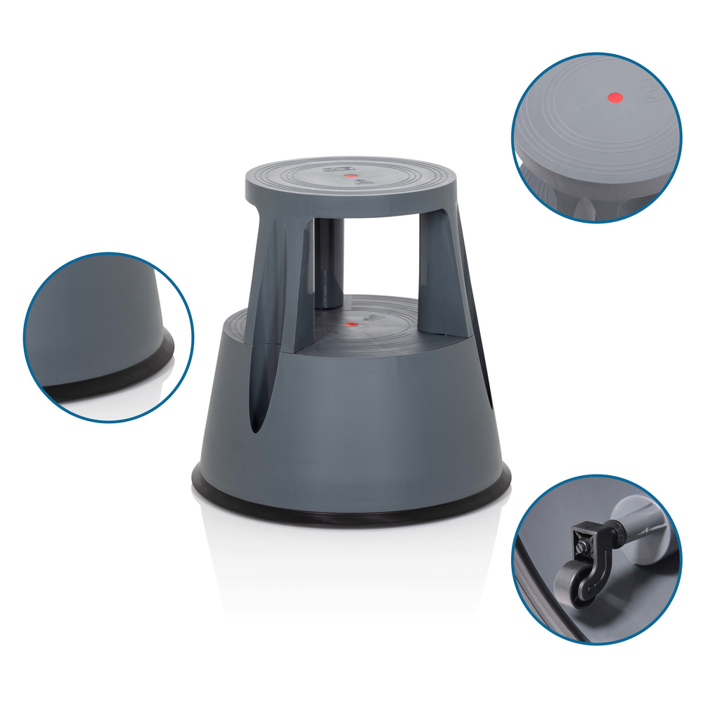 Hjh Office Tritthocker Rollhocker Rolltritt Kunststoff Dunkelgrau Tio M I 150kg B-Ware - 4251084677220