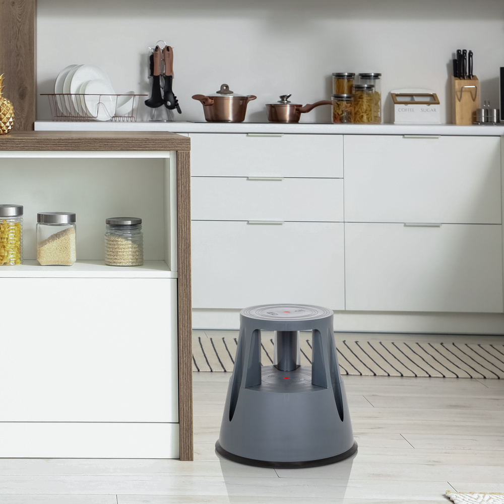 Hjh Office Tritthocker Rollhocker Rolltritt Kunststoff Dunkelgrau Tio M I 150kg B-Ware - 4251084677220