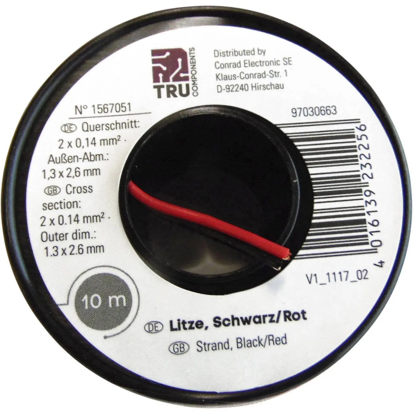 B-Ware Tru Components Litze Kabel Leitung Flachleitung 2 X 0.14 Mm² Braun Gelb 50 M - 4016139232263