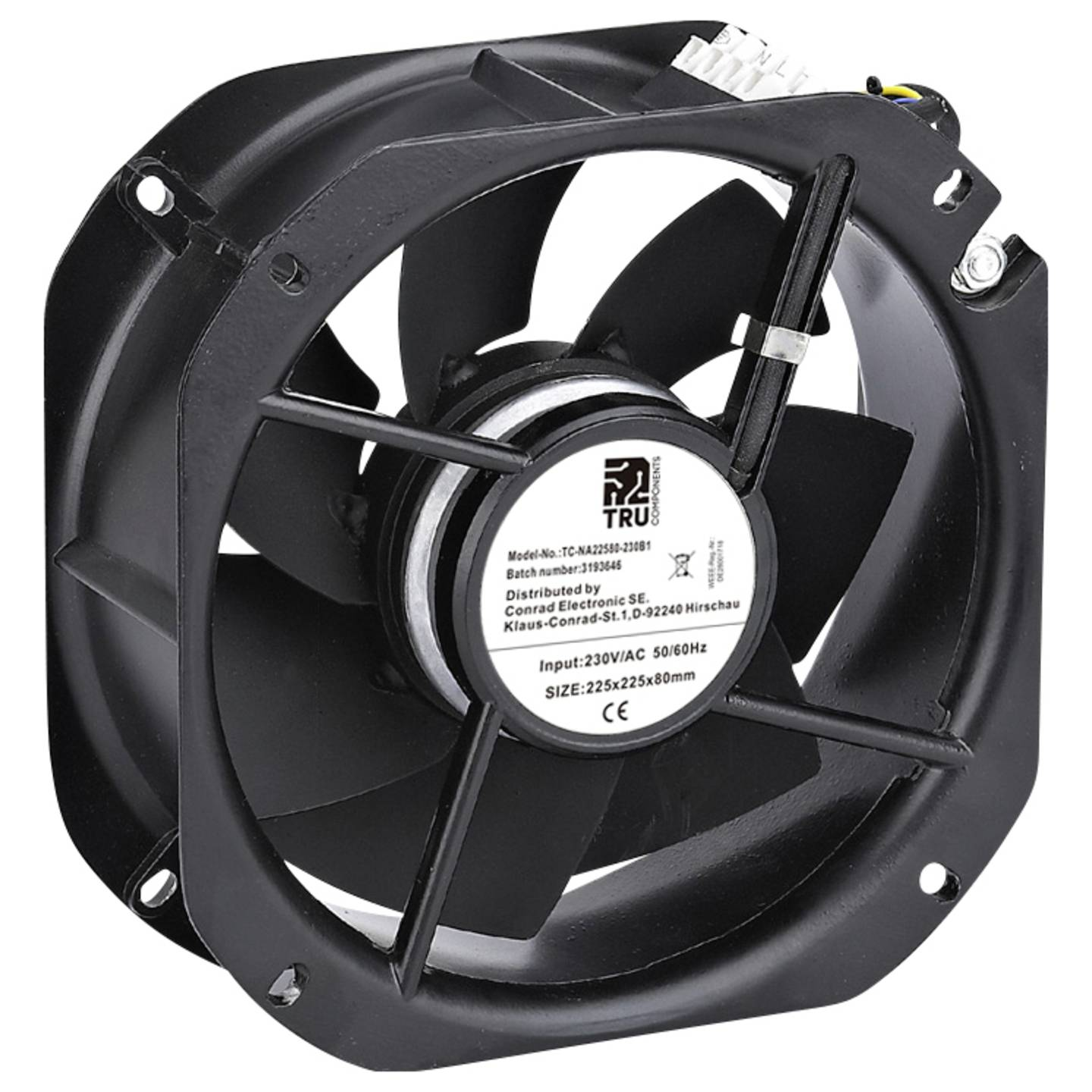 B-Ware Tru Components Axiallüfter Ventilator Lüfter 230 V Schwarz 225 X 225 X 80 Mm  - 4064161327440