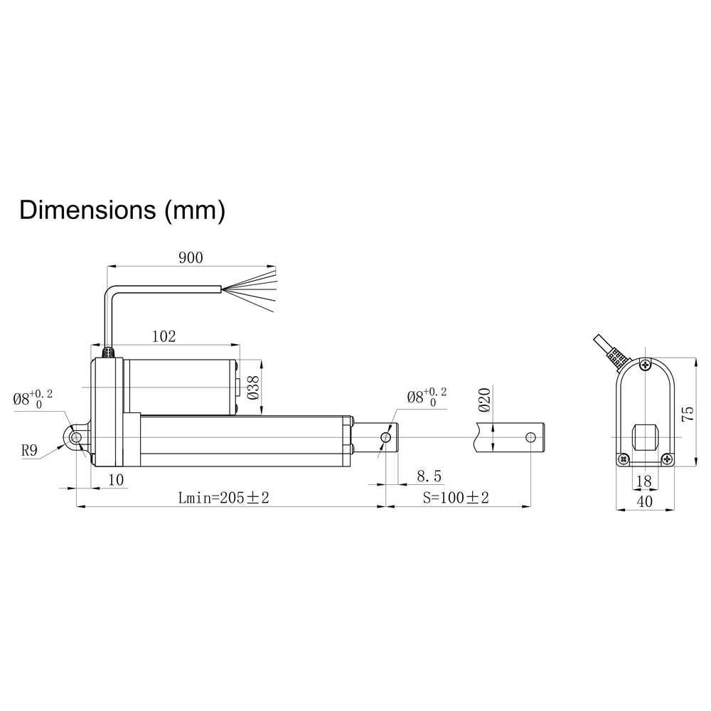 TRU COMPONENTS Elektrozylinder Linearantrieb TC24-100-1000P 100mm 1000N 24V/DC - 4064161472072