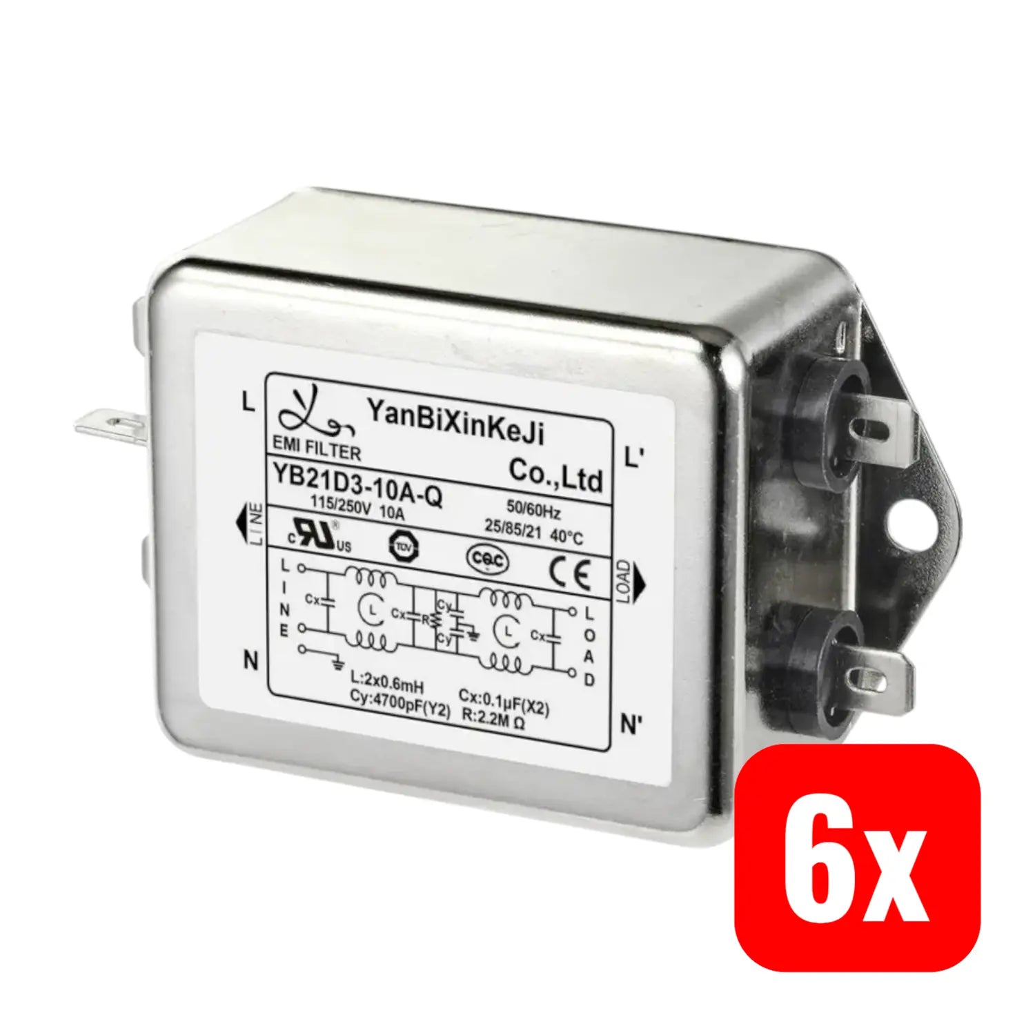 B-Ware Tru Components Entstörfilter Netzfilter Filter Stromfilter 250 V Ac 10 A 6 Stück - 4064161228006