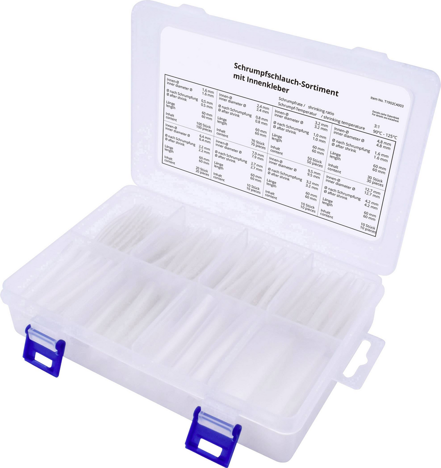 Tru Components T1902 Ca003 Schrumpfschlauchsortiment Transparent Schrumpfrate:3:1 B-Ware - 4053199931910
