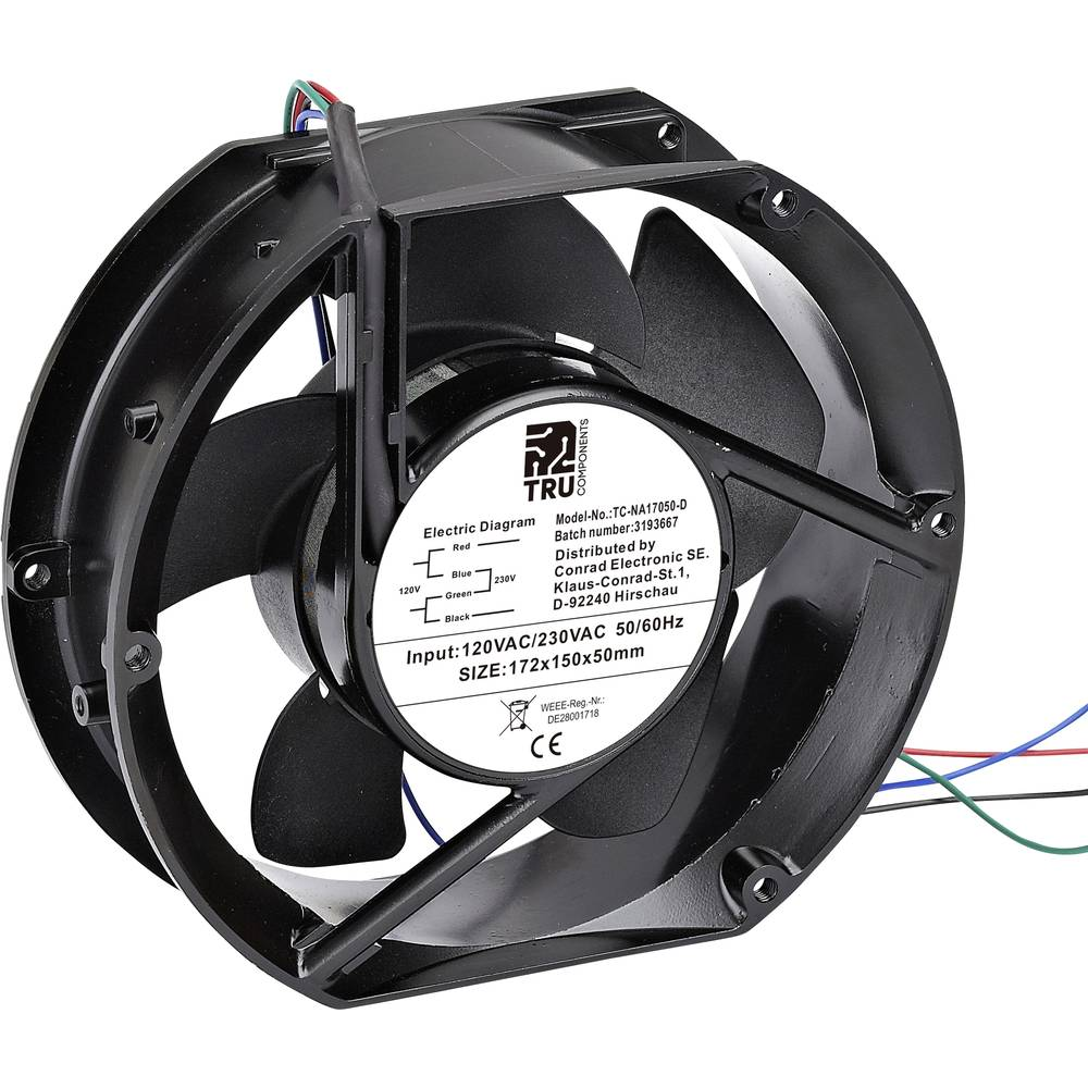 B-Ware Tru Components Tc Na17050 D Axiallüfter 230 V/Ac 120 V/Ac 310 M³/H 2 Stück - 4064161325255