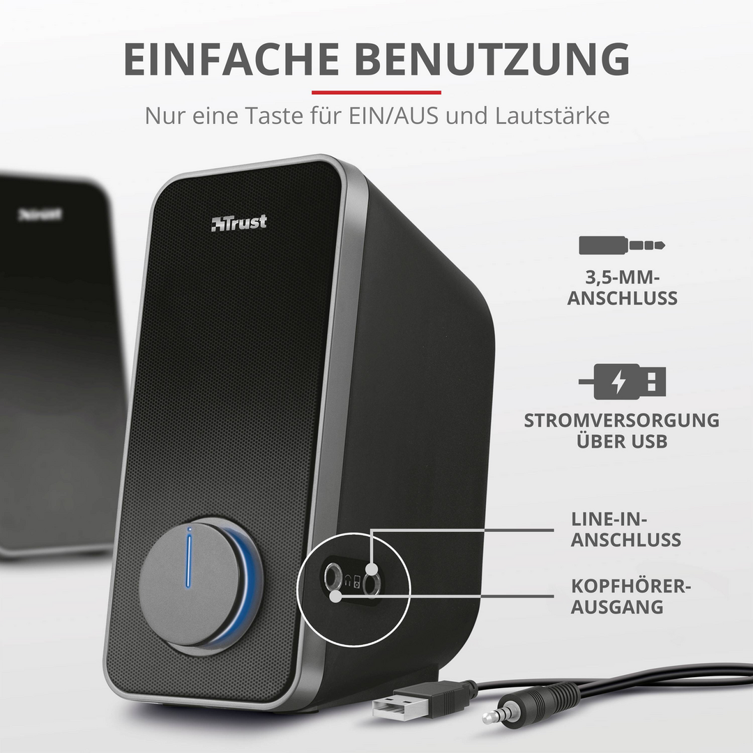 Trust Arys 2.0 Pc Lautsprecher Lautsprecher Boxen Set Kabelgebunden 14 W Schwarz B-Ware
