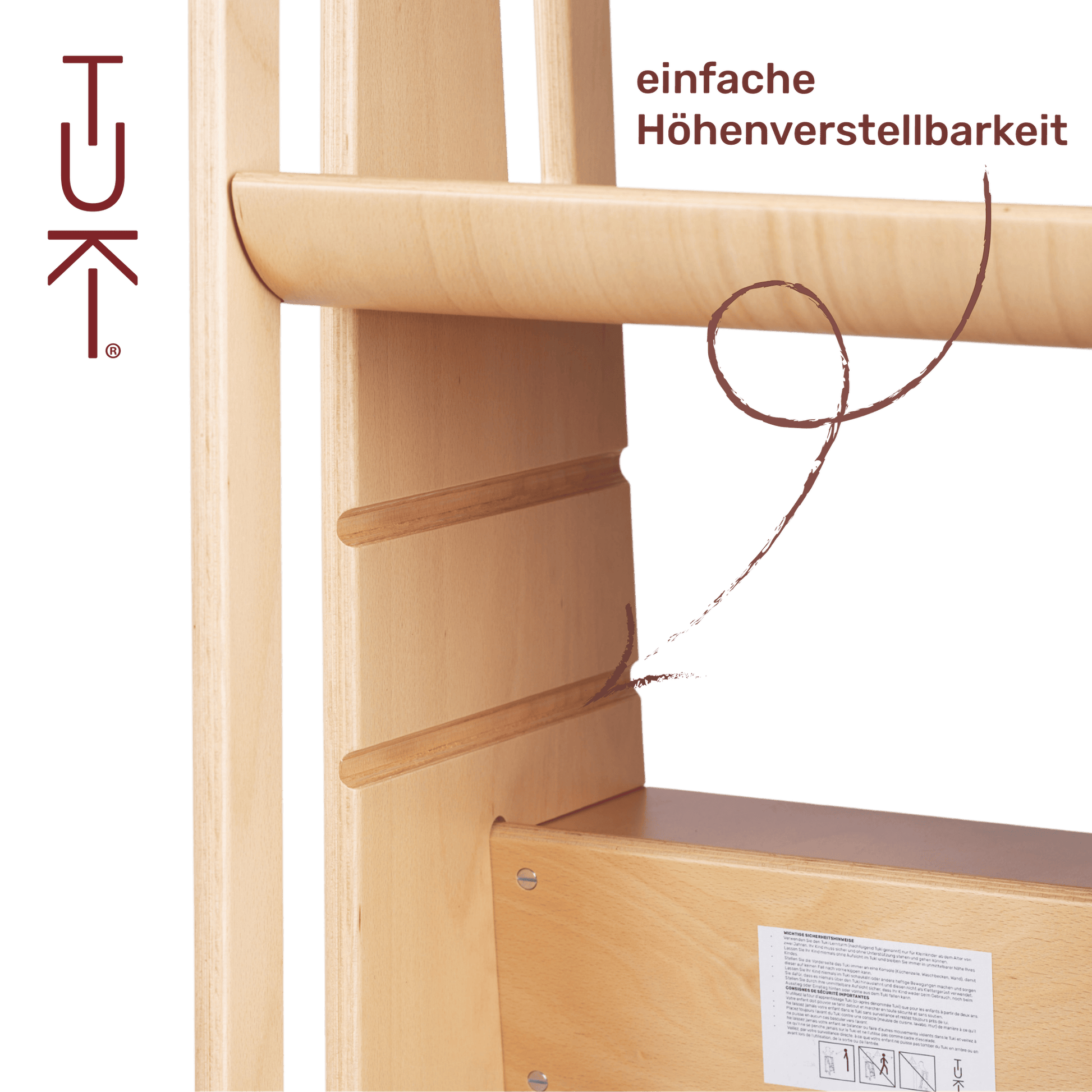 Tuki Lernturm Tritthocker Whitewash Kinderhocker Schweizer Design Birke 3 fach - 7649988743115