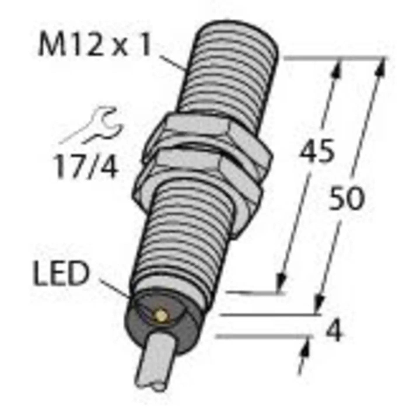 B-Ware Turck Induktiver Sensor Näherungsschalter Bi4 M12 Vn6 X 7 M Kabel Metall M12 - 4047101248579
