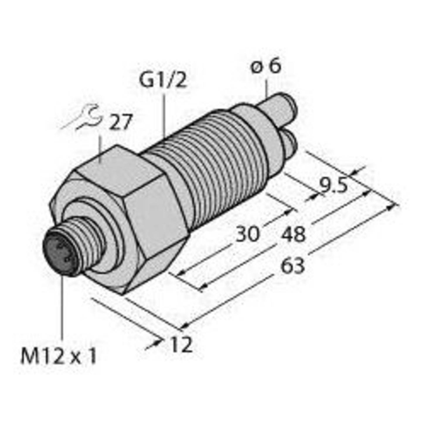 TURCK Eintauchsensor Sensor Strömungsüberwachung Steckanschluss Gas M12 4 Draht - 4047101173574