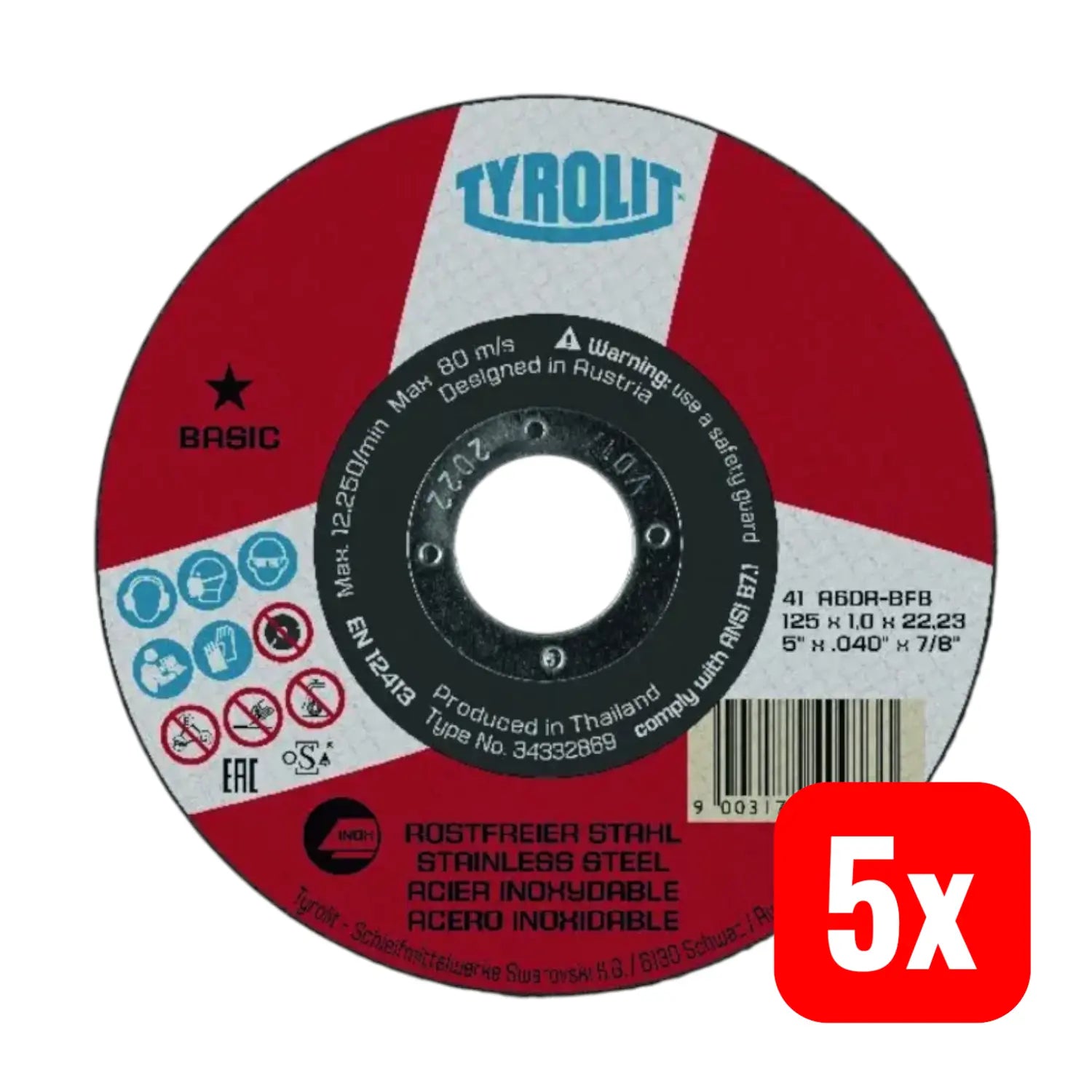 B-Ware Tyrolit Trennscheibe Trennblatt Inox Stahl Winkelschleifer Profil ø125mm 5 Stück - 9003172409733