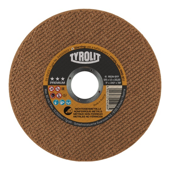 Tyrolit Trennscheibe Scheibe Aluminium Ne Metalle 125mm 1mm 22 23mm Gerade B-Ware - 9003172442884