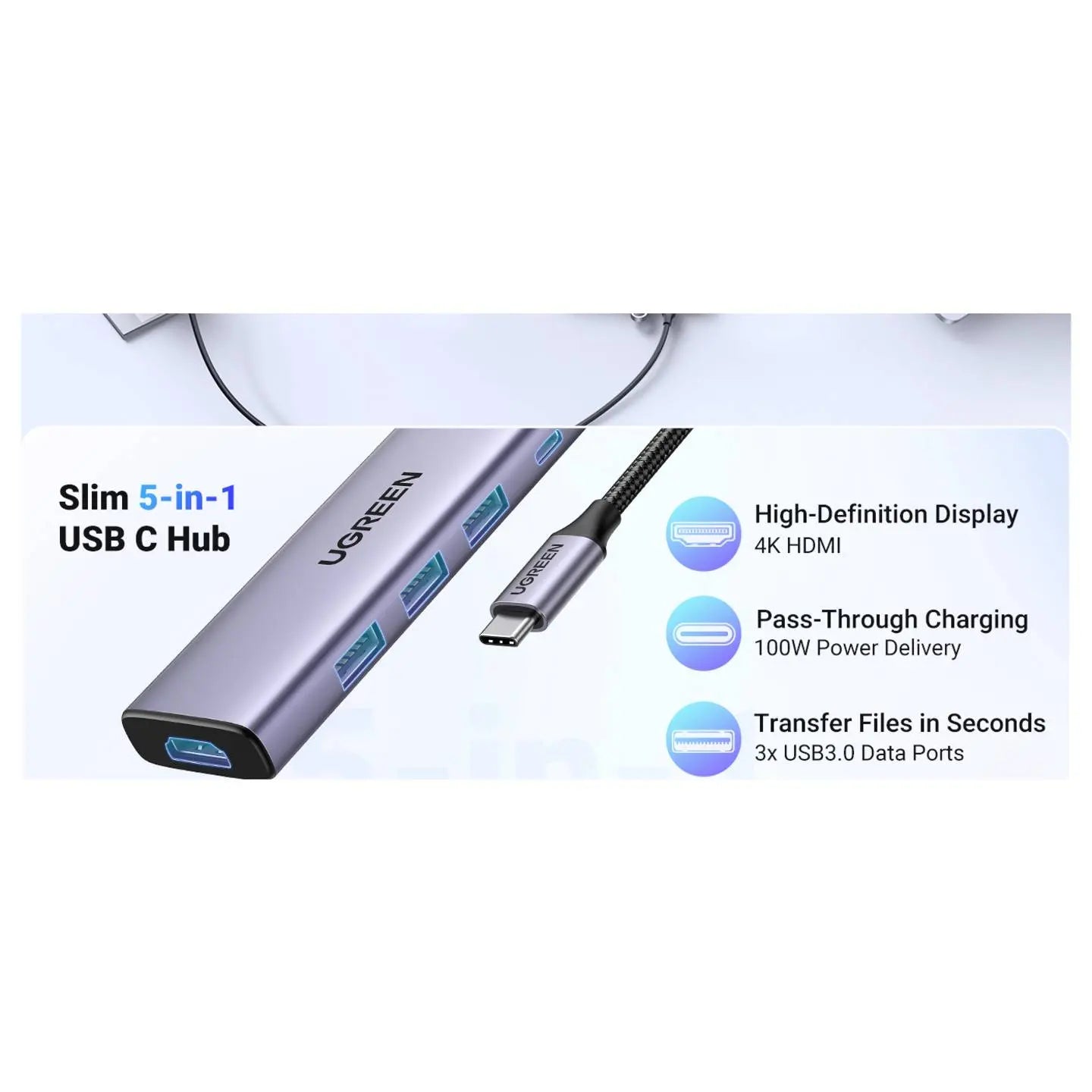 B-Ware Ugreen Dockingstation Usb C Hub Universal Aluminium Usb 3.0 Hdmi Power Delivery - 6941876215966