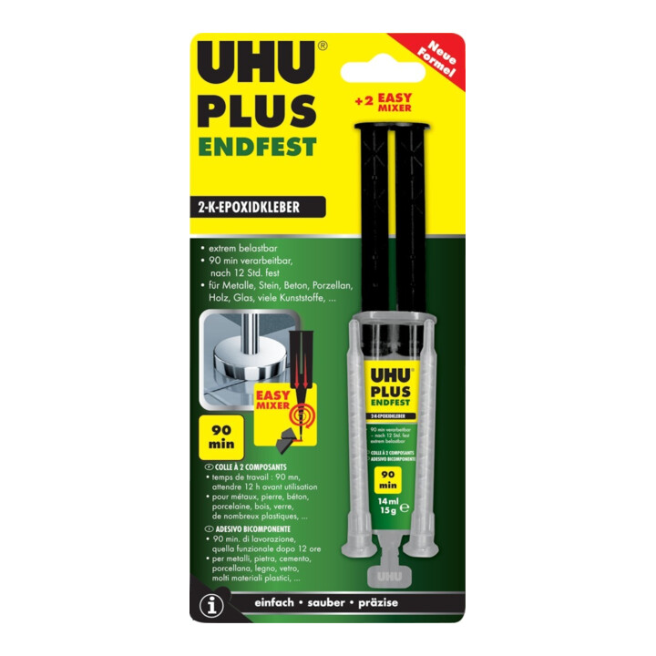 B-Ware Uhu Plus Endfest 300 2 K Kleber Doppelspritze Epoxidharz Kleber 15g Mischer - 4026700456509
