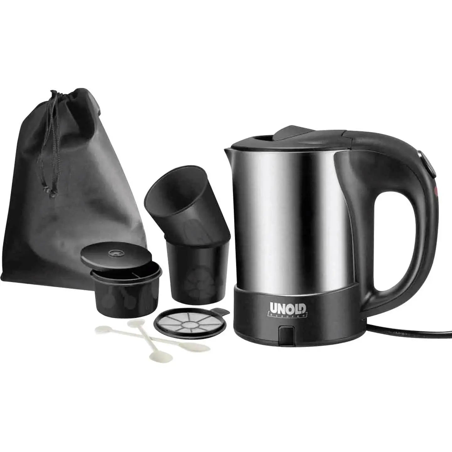 B-Ware Unold Wasserkocher Kabelgebunden 18575 Reise Set Edelstahl Schwarz 0,5 L 1000 W - 4011689185755