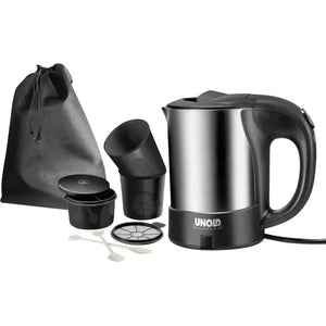 B-Ware Unold Wasserkocher Kabelgebunden 18575 Reise Set Edelstahl Schwarz 0,5 L 1000 W