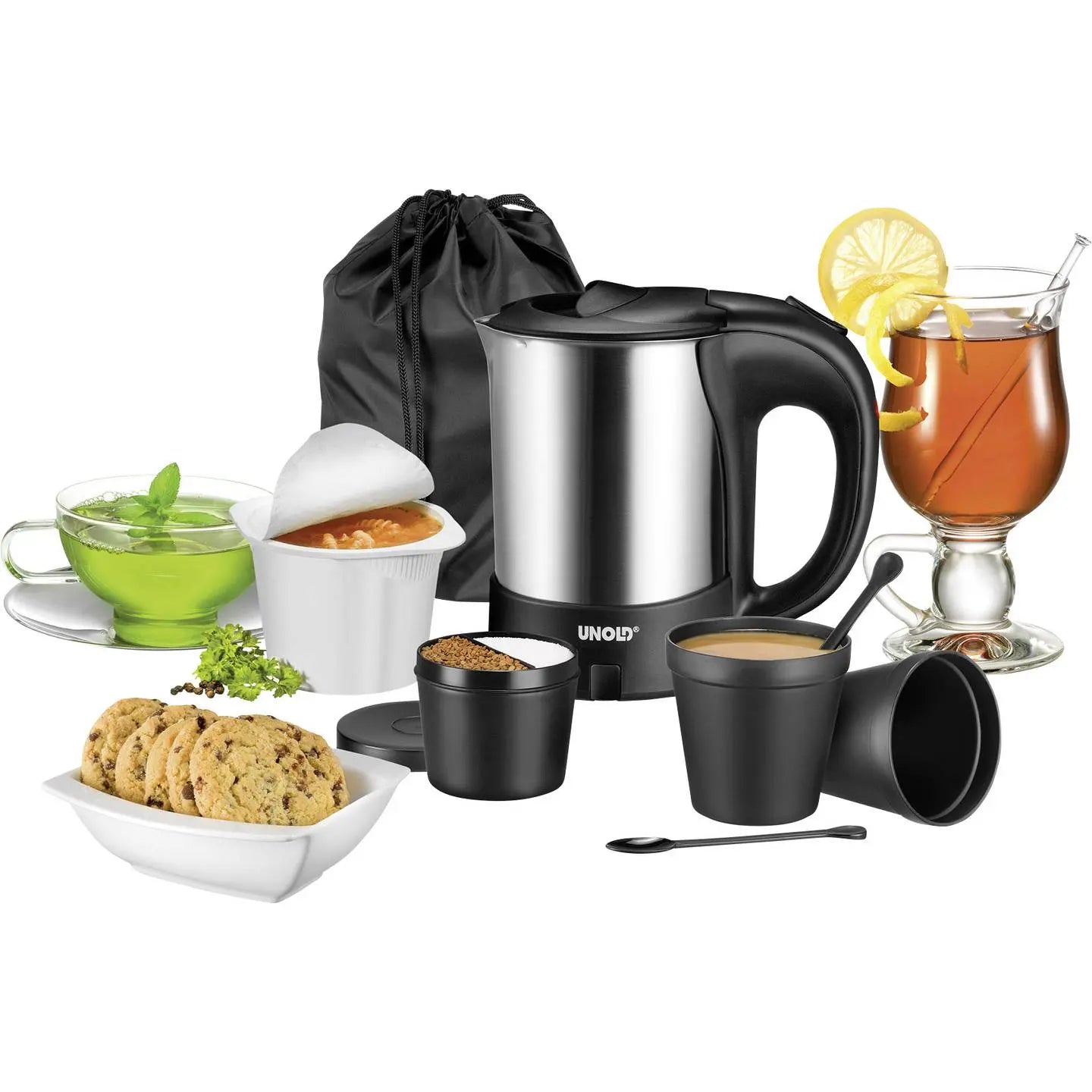 B-Ware Unold Wasserkocher Kabelgebunden 18575 Reise Set Edelstahl Schwarz 0,5 L 1000 W - 4011689185755