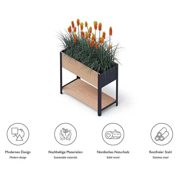 Upyard Hochbeet Pflanzkasten Gartenbeet Modernbox 78x36x72 Cm Braun Schwarz B-Ware - 4752196001007