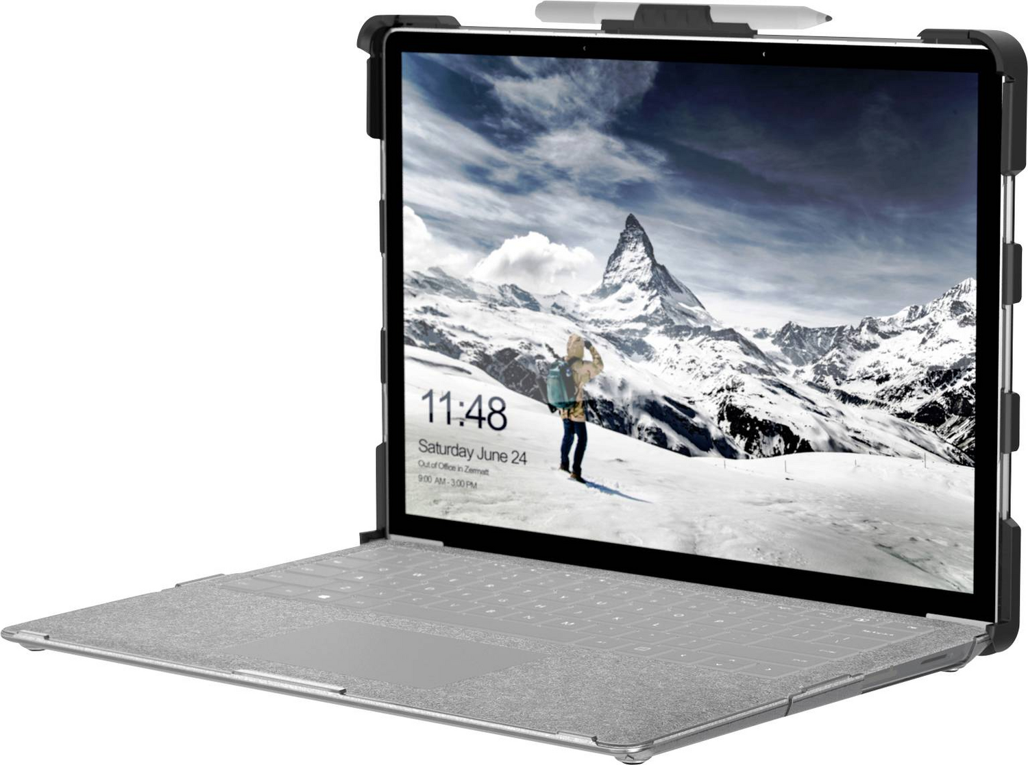 B-Ware Urban Armor Gear Plasma Surface Max. 34,3cm 13,5" Ice Transparent Notebook Hülle