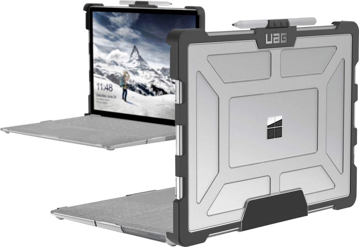 B-Ware Urban Armor Gear Plasma Surface Max. 34,3cm 13,5" Ice Transparent Notebook Hülle