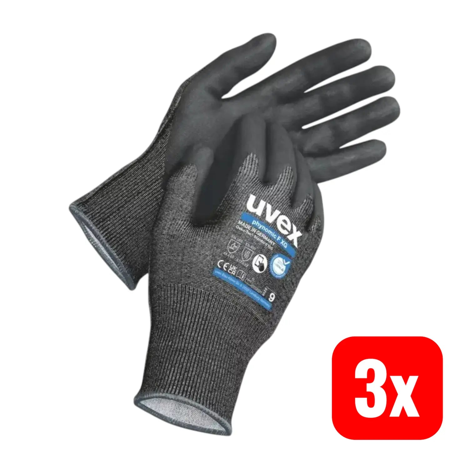 B-Ware Uvex Schnittschutzhandschuh Schutzhandschuh Phynomic Größe 9 Schwarz 3 Paar - 4048612123263