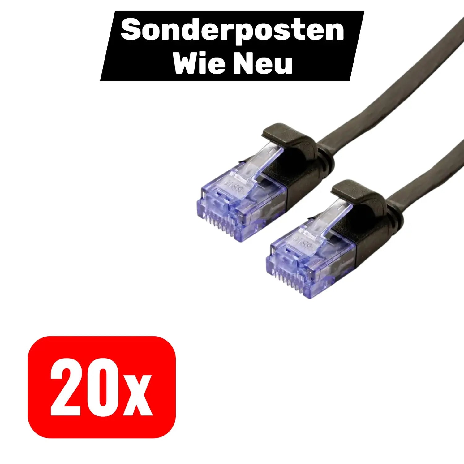 B-Ware Value Patchkabel Netzwerkkabel Kat.6 A Cat.6a Flachkabel Utp Schwarz 5 M 20 Stück - 7611990145454